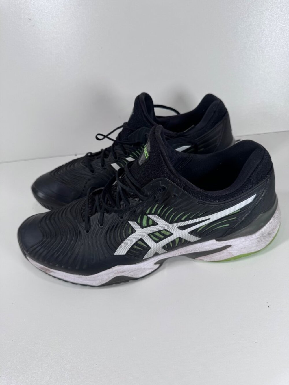 Asics Court FF 2 Tennis Shoes Black Lime Green White Mens Athletic Sneakers 12